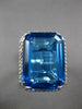 EXTRA LARGE 22.56CT DIAMOND & AAA BLUE TOPAZ 18KT WHITE GOLD 3D EMERALD CUT RING