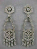 ANTIQUE 3.50CT DIAMOND 14K WHITE GOLD LONG FILIGREE FLOWER HANGING EARRINGS #835