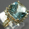 ESTATE LARGE 4.05CT DIAMOND & AAA AQUAMARINE 14K ROSE GOLD 3D ENGAGEMENT RING