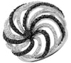 ESTATE 1.45CT WHITE & BLACK DIAMOND 14KT WHITE GOLD FLOWER MULTI SWIRL FUN RING