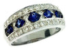 WIDE 1.46CT DIAMOND & AAA SAPPHIRE 14KT WHITE GOLD 3D MULTI ROW ANNIVERSARY RING