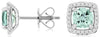 1.14CT DIAMOND & AAA AQUAMARINE 14K WHITE GOLD CUSHION HALO SQUARE STUD EARRINGS