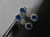2.31CT DIAMOND & AAA SAPPHIRE 18K WHITE GOLD OVAL & ROUND DOUBLE FLOWER EARRINGS