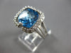 LARGE 4.1CT DIAMOND & AAA BLUE TOPAZ 14KT WHITE GOLD 3D CUSHION & ROUND FUN RING