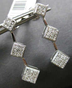 LARGE 1.0CT DIAMOND 18KT WHITE GOLD PRINCESS INVISIBLE GEOMETRICAL FUN EARRINGS