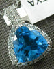ESTATE LARGE 6.65CT DIAMOND & AAA BLUE TOPAZ 14KT WHITE GOLD 3D TRILLION PENDANT
