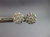 ESTATE LARGE .99CT DIAMOND 14KT WHITE GOLD 3D CLUSTER INVISIBLE STUD EARRINGS
