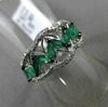 ANTIQUE WIDE 1.13CT DIAMOND & AAA EMERALD 14KT YELLOW GOLD 3D ZIG ZAG FUN RING