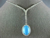 ANTIQUE 8.95CT DIAMOND & AAA TURQUOISE 14K WHITE GOLD OVAL LARIAT NECKLACE #2555