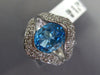 5.52CT DIAMOND & AAA BLUE TOPAZ 14K WHITE GOLD 3D OVAL STATEMENT SEMI BEZEL RING