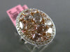 ESTATE LARGE 4.21CT MULTI COLOR DIAMOND 18KT WHITE & ROSE GOLD CLUSTER OVAL RING