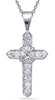 .53CT DIAMOND 14KT WHITE GOLD 3D CLASSIC ROUND CROSS X INFINTY FLOATING PENDANT