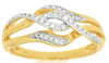 ESTATE WIDE .15CT DIAMOND 14KT YELLOW GOLD MULTI ROW MULTI WAVE FUN RING