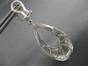 ESTATE LARGE 2.90CT DIAMOND 18K WHITE GOLD 3D TEAR DROP CLIP ON HANGING EARRINGS