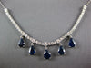 ESTATE 5.62CT DIAMOND & AAA SAPPHIRE 14KT WHITE GOLD PEAR SHAPE & ROUND NECKLACE