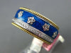 WIDE .28CT DIAMOND & BLUE ENAMEL 18KT YELLOW GOLD MULTI FLOWER ETERNITY FUN RING