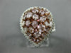 GIA CERTIFIED LARGE 2.73CT WHITE & PINK DIAMOND 18K ROSE GOLD 3D PEAR SHAPE RING