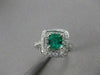 ESTATE WIDE 1.63CT DIAMOND & AAA EMERALD 14KT WHITE GOLD SQUARE HALO RING #20487