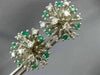 ANTIQUE 2.46CT DIAMOND & AAA EMERALD 14KT WHITE GOLD 3D CLUSTER EARRINGS  #21900