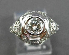 ANTIQUE LARGE .52CT ROUND DIAMOND 18K WHITE GOLD FILIGREE ENGAGEMENT RING #23334