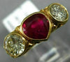ESTATE 2.78CT DIAMOND & AAA RUBY 14K YELLOW GOLD 3D HEART SHAPED ENGAGEMENT RING