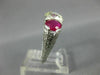 ANTIQUE LARGE 4.33CT DIAMOND & AAA RUBY PLATINUM 3D THREE STONE ENGAGEMENT RING
