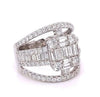 LARGE 2.97CT DIAMOND 18KT WHITE GOLD 3D ROUND & BAGUETTE SQUARE ANNIVERSARY RING