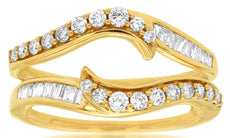ESTATE 0.50CT DIAMOND 14KT YELLOW GOLD DOUBLE SWIRL FUN INSERT ANNIVERSARY RING
