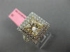 ESTATE LARGE GIA 3.86CT WHITE FANCY YELLOW DIAMOND 18K GOLD HALO ENGAGEMENT RING