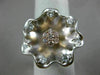 ESTATE LARGE .60CT WHITE & PINK DIAMOND 18K WHITE & PINK GOLD 3D FLOWER FUN RING