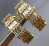 ESTATE 1.75CT DIAMOND 14K YELLOW GOLD 3D ROUND & BAGUETTE HANGING EARRINGS 15722