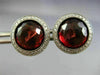 ESTATE LARGE 6.10CT DIAMOND & AAA GARNET 18KT WHITE GOLD HALO SCREWBACK EARRINGS