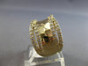 ESTATE LARGE .99CT DIAMOND 14KT YELLOW GOLD CRISS CROSS HAMMERED DESIGN FUN RING