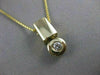 ESTATE ROUND DIAMOND SOLITAIRE 14K YELLOW GOLD HANGING BEZEL PENDANT CHAIN #1496