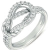 ESTATE .31CT DIAMOND 14KT WHITE GOLD 3D CLASSIC LOVE KNOT ROPE FUN RING
