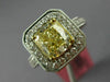 ESTATE LARGE GIA 2.79CT WHITE & CANARY DIAMOND 18K TWO TONE GOLD ENGAGEMENT RING