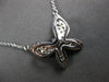 ESTATE .56CT WHITE & BLACK DIAMOND 14KT WHITE GOLD 3D BUTTERFLY LOVE NECKLACE