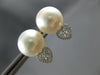 LARGE .29CT DIAMOND AAA TAHITIAN PEARL 18KT WHITE GOLD HEART SHAPE STUD EARRINGS