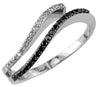 ESTATE .25CT WHITE & BLACK DIAMOND 14KT WHITE GOLD 3D CRISS CROSS WAVE FUN RING