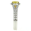 1.86CT WHITE & FANCY YELLOW DIAMOND 18K 2 TONE GOLD CLASSIC HALO ENGAGEMENT RING