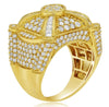 EXTRA LARGE 4.0CT DIAMOND 14K YELLOW GOLD 3D ROUND & BAGUETTE SQUARE FLOWER RING