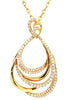 .87CT DIAMOND 18K YELLOW GOLD TEAR DROP CRISS CROSS LOVE KNOT FLOATING PENDANT