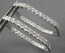 ESTATE LARGE 1.95CT DIAMOND 14KT WHITE GOLD 3D INSIDE OUT HEXAGON HOOP HANGING EARRINGS