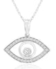 ESTATE .20CT DIAMOND 14K WHITE GOLD 3D ROUND LUCKY EVIL EYE FUN HANGING EARRINGS