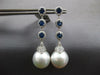 ESTATE LARGE 3.06CT DIAMOND & AAA SAPPHIRE & SOUTH SEA PEARL 18KT WHITE GOLD EARRINGS