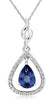 .50CT DIAMOND & AAA TANZANITE 14K WHITE GOLD PEAR SHAPE & ROUND FLOATING PENDANT