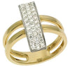 ESTATE .42CT DIAMOND 14KT 2 TONE GOLD 3D CLASSIC ROUND THREE ROW PAVE BAR RING