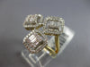 LARGE 1.11CT DIAMOND 14KT YELLOW GOLD ROUND & BAGUETTE CLUSTER HALO SQUARE RING