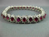 WIDE & LONG 19.3CT DIAMOND & AAA RUBY 18K WHITE GOLD OVAL FLOWER TENNIS BRACELET
