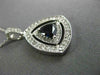 ESTATE LARGE 1.15CT DIAMOND & AAA SAPPHIRE 14K WHITE GOLD 3D DOUBLE HALO PENDANT